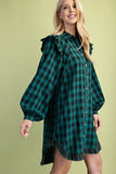 Plaid Mini Shirt Dress