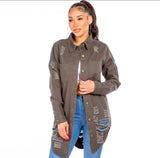 Denim distressed jacket